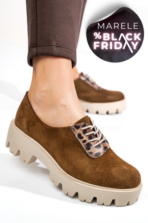 Pantofi maro piele naturala intoarsa dolores