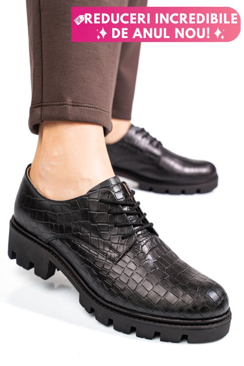 Pantofi negri cro piele naturala dolores