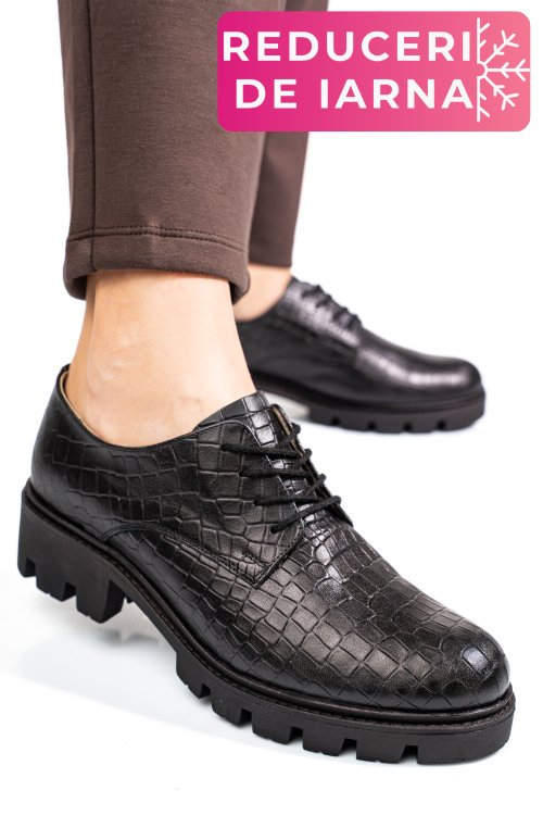 Pantofi negri cro piele naturala dolores