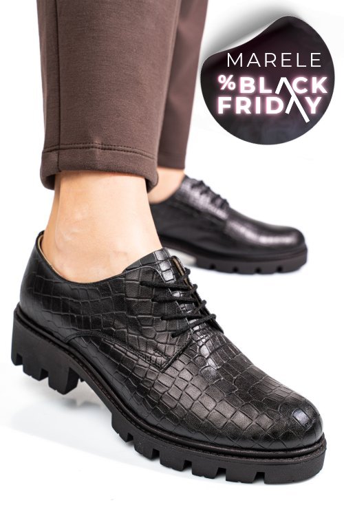 Pantofi negri cro piele naturala dolores