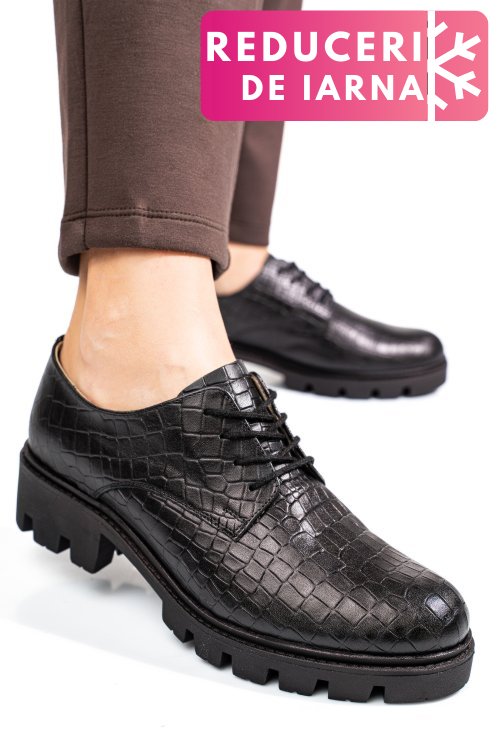 Pantofi negri cro piele naturala dolores