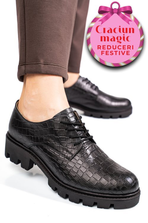 Pantofi negri cro piele naturala dolores