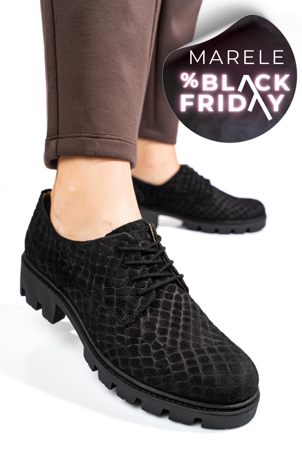 PANTOFI NEGRI CRO PIELE NATURALA INTOARSA DOLORES