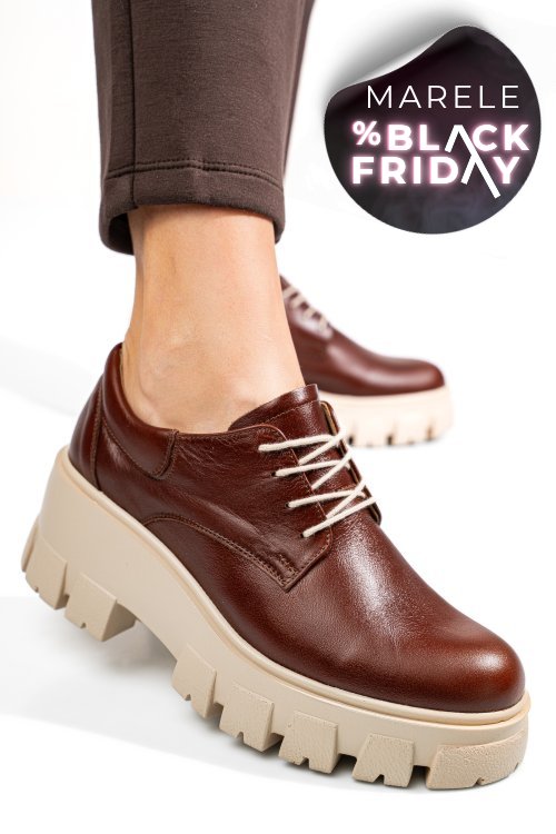 Pantofi casual femei piele naturala maro inchis 2s77080