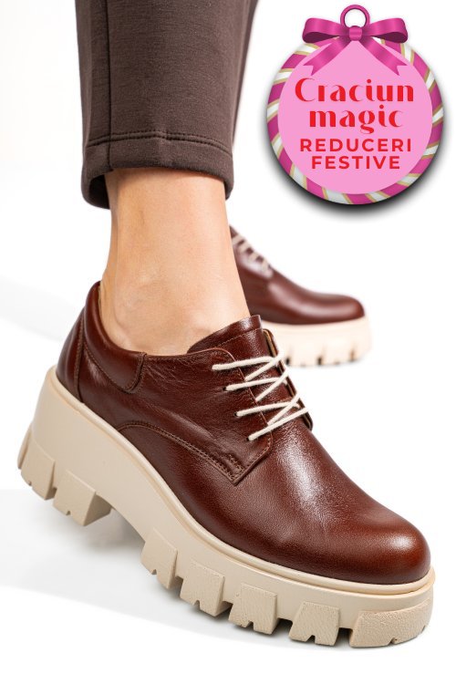 Pantofi casual femei piele naturala maro inchis 2s77080