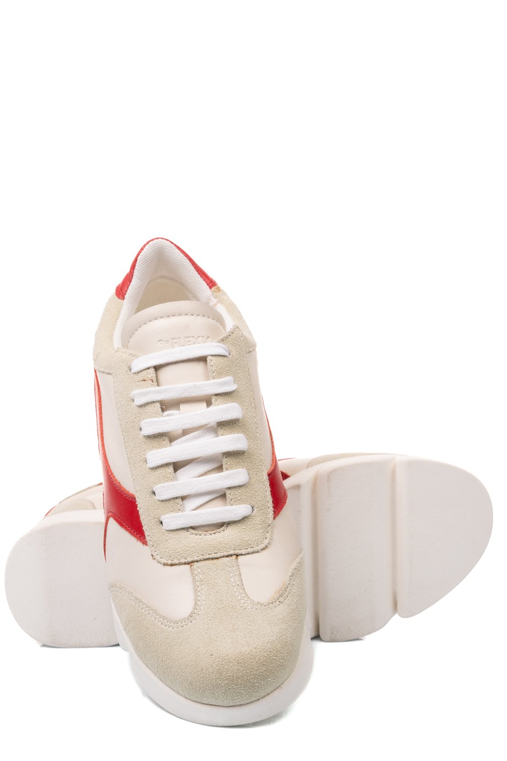 PANTOFI SPORT BEJ ROSU PIELE NATURALA DW21-E1549