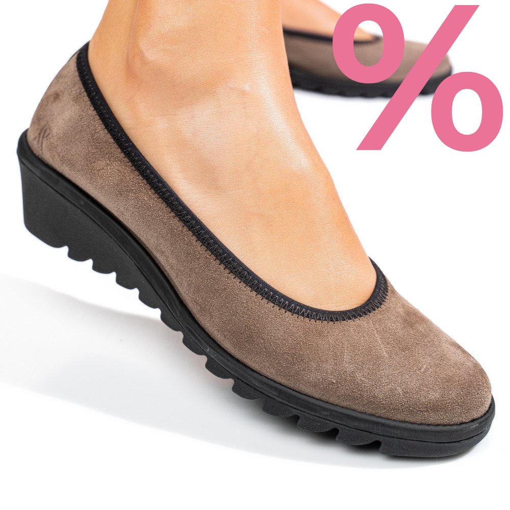 PANTOFI TAUPE PIELE NATURALA INTOARSA DW22-A206