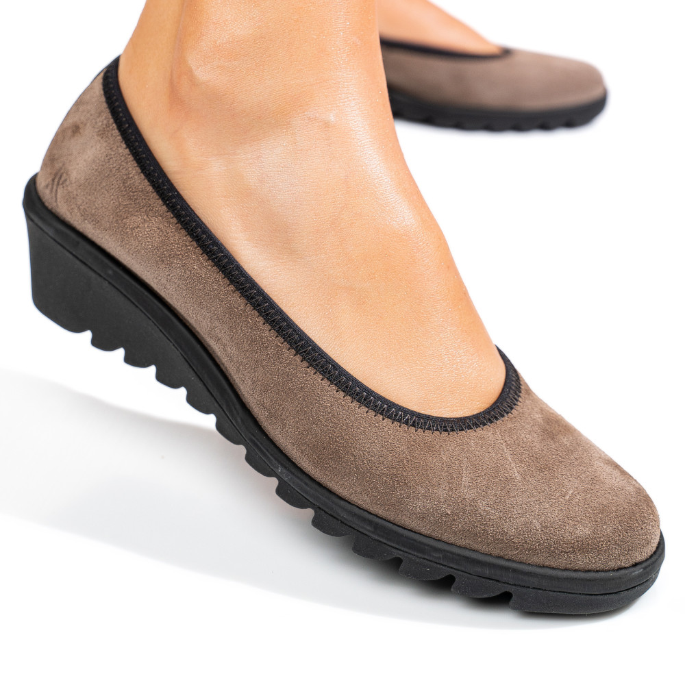 PANTOFI TAUPE PIELE NATURALA INTOARSA DW22-A206