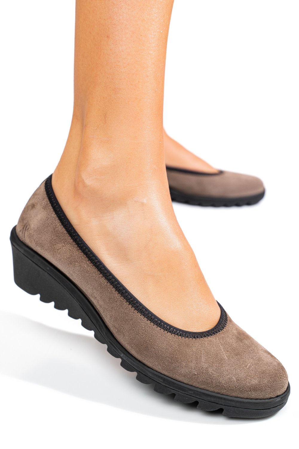 PANTOFI TAUPE PIELE NATURALA INTOARSA DW22-A206