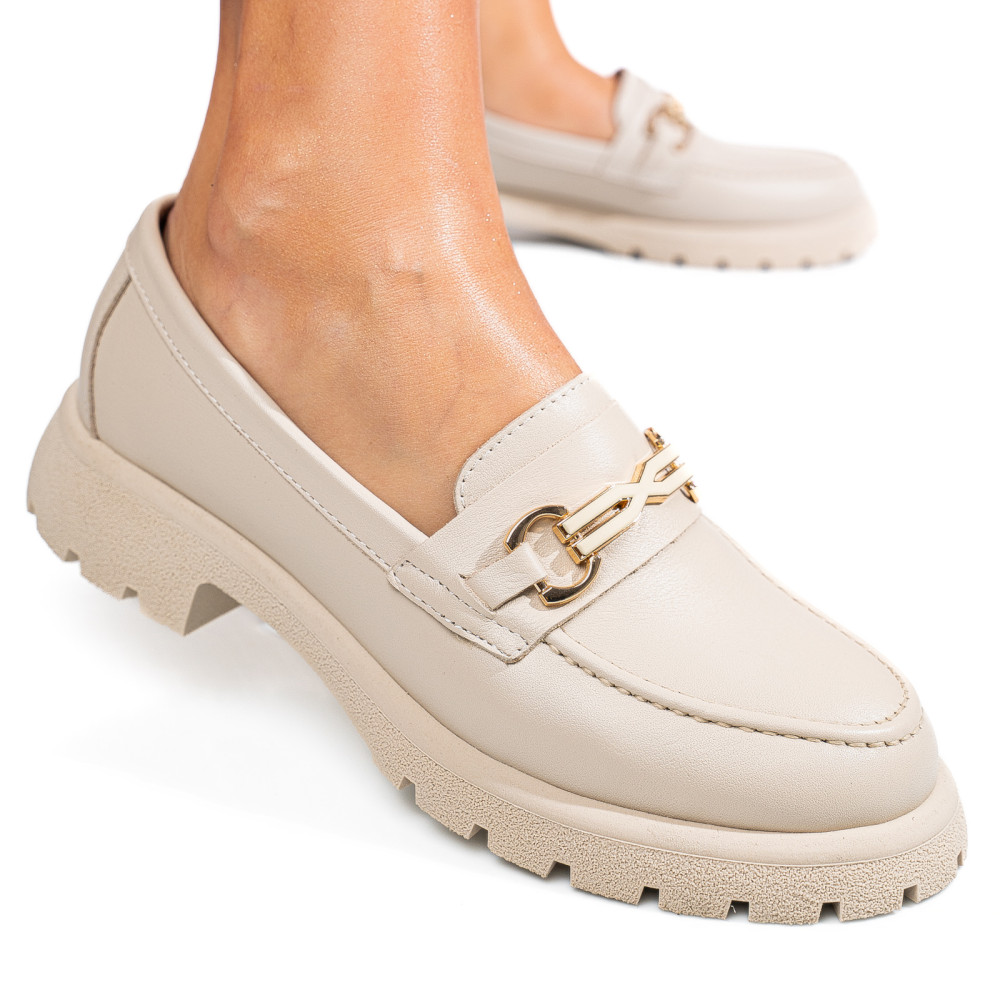 MOCASINI BEJ PIELE NATURALA 4S77258