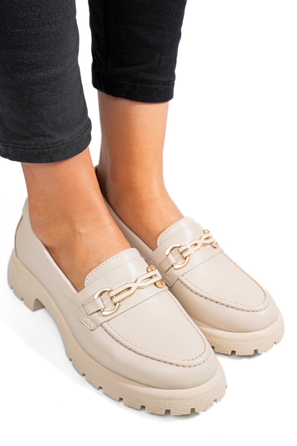 MOCASINI BEJ PIELE NATURALA 4S77258