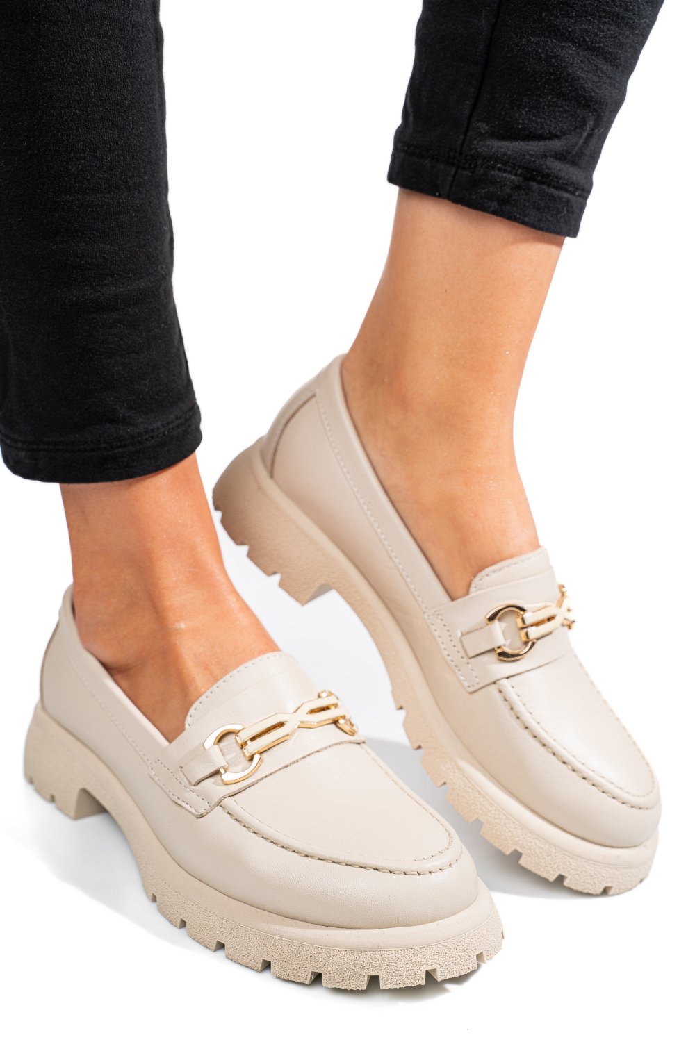 MOCASINI BEJ PIELE NATURALA 4S77258