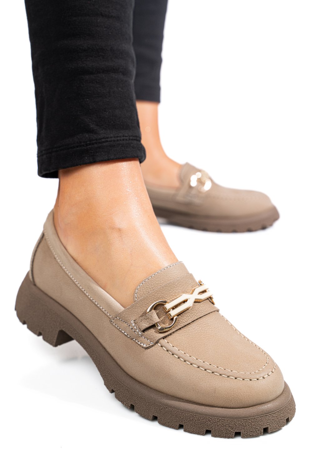 MOCASINI BEJ PIELE NATURALA NABUK 4S77258