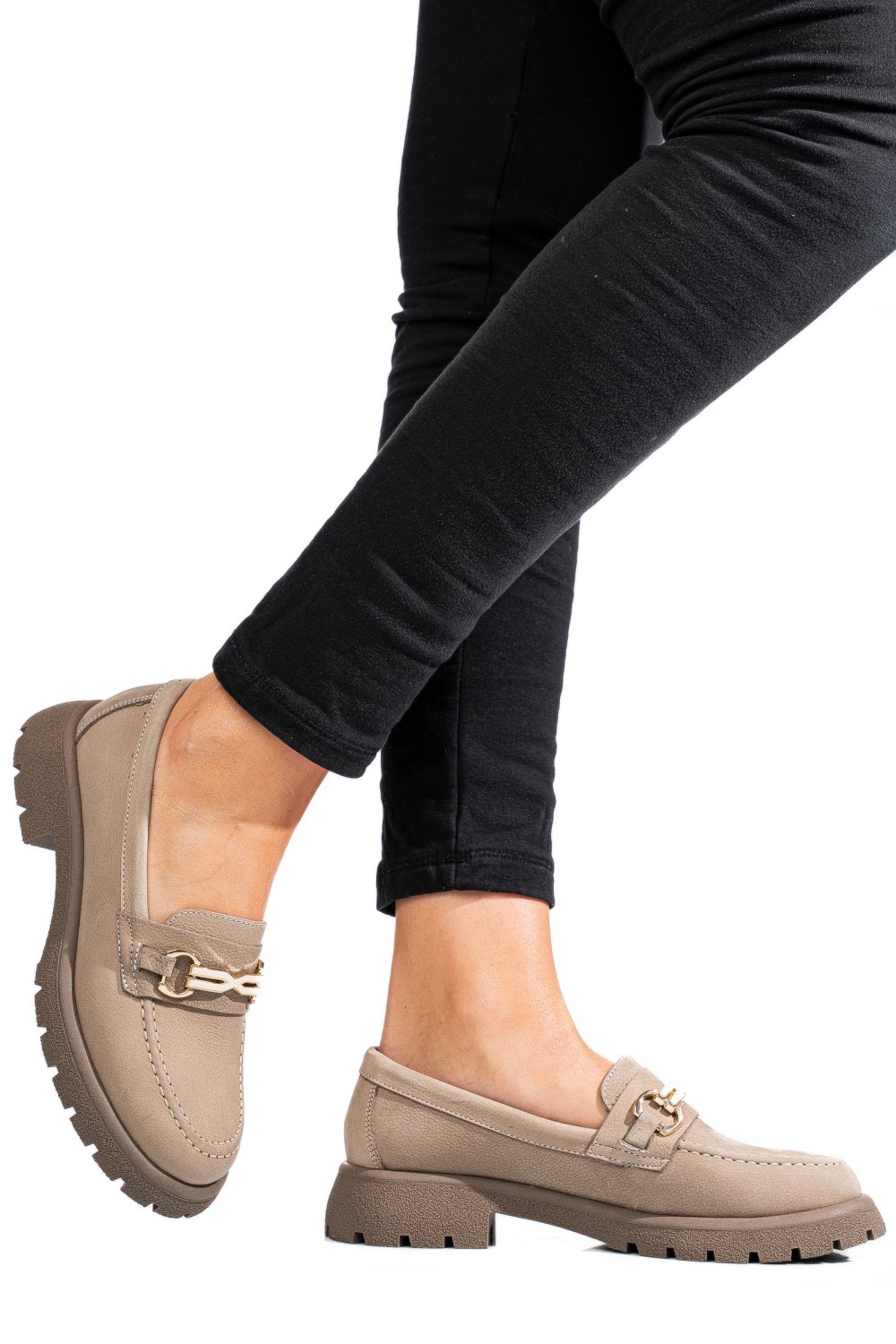 MOCASINI BEJ PIELE NATURALA NABUK 4S77258