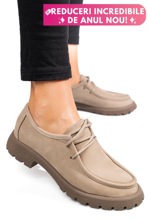 Mocasini bej piele naturala 4s77247