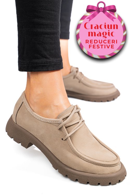 Mocasini bej piele naturala 4s77247