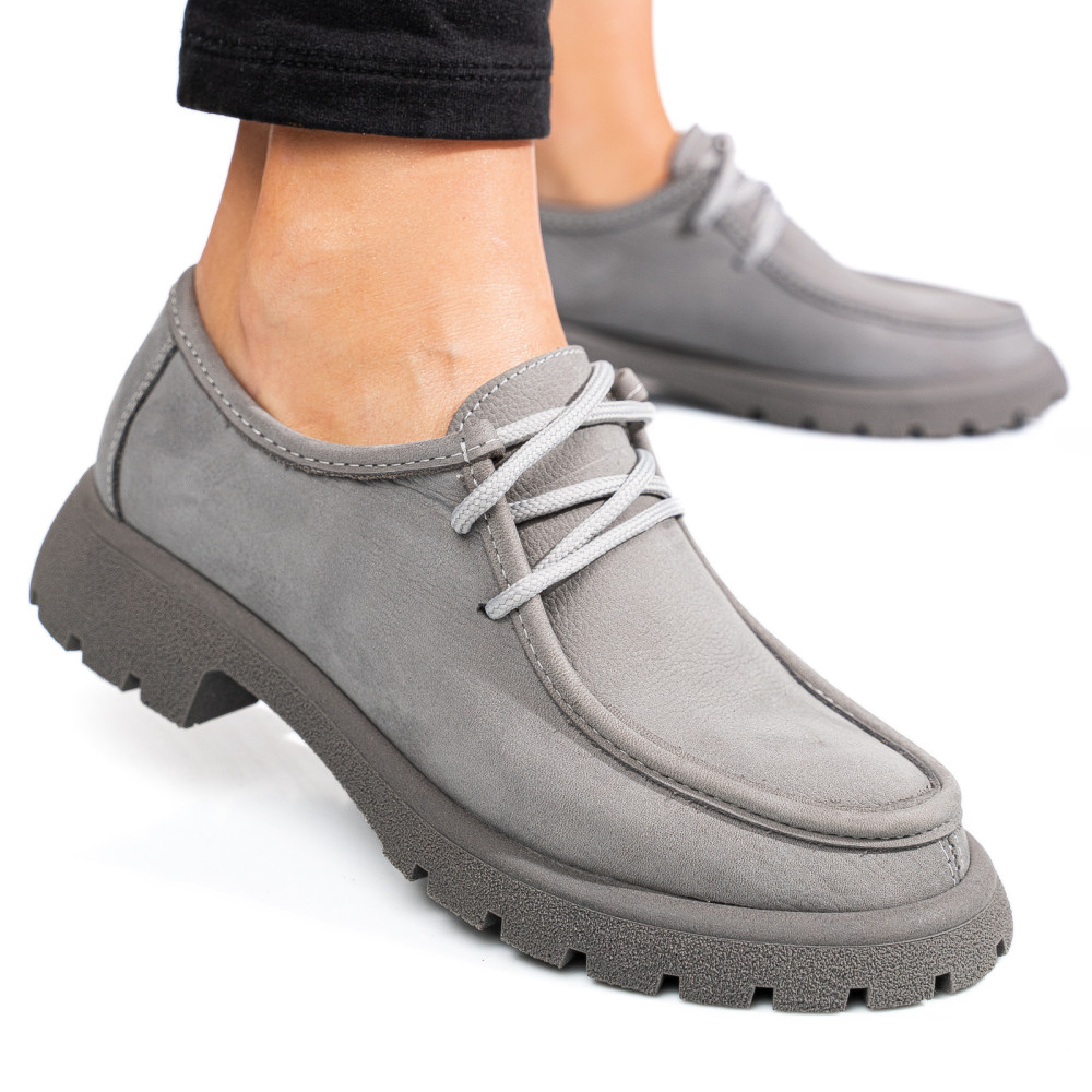 MOCASINI GRI PIELE NATURALA NABUK 4S77247