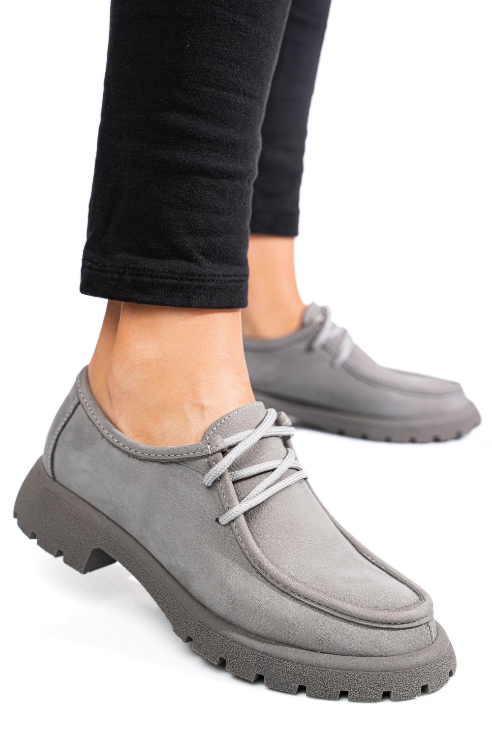 MOCASINI GRI PIELE NATURALA NABUK 4S77247