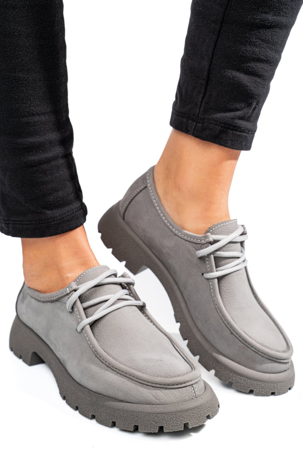 MOCASINI GRI PIELE NATURALA NABUK 4S77247