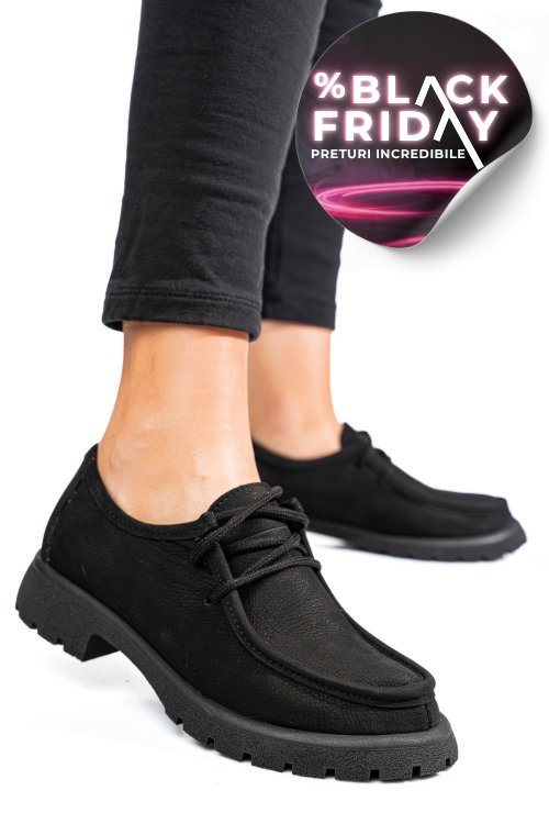 Mocasini negri piele naturala nabuk 4s77247