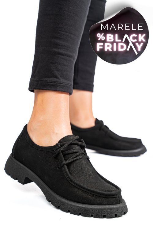 Mocasini negri piele naturala nabuk 4s77247