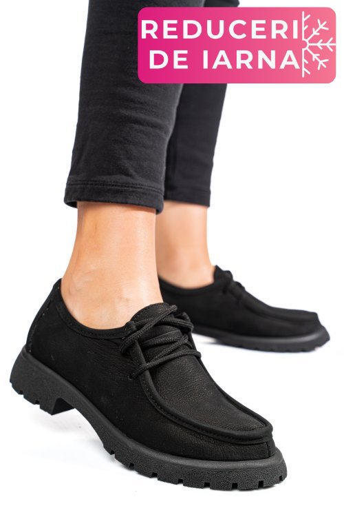 Mocasini negri piele naturala nabuk 4s77247
