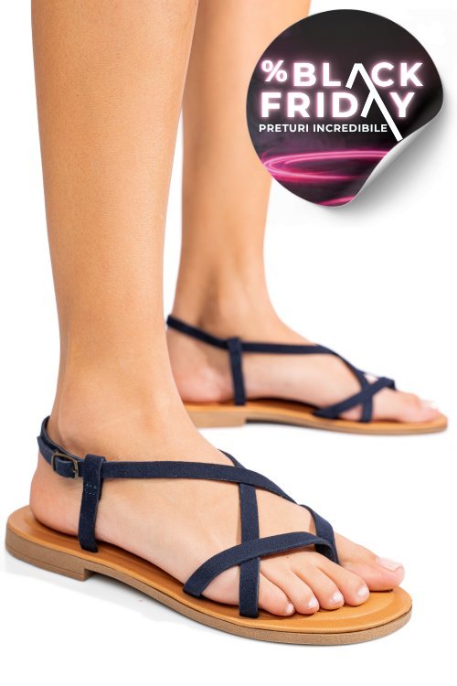 Sandale albastre piele naturala intoarsa as77ngela