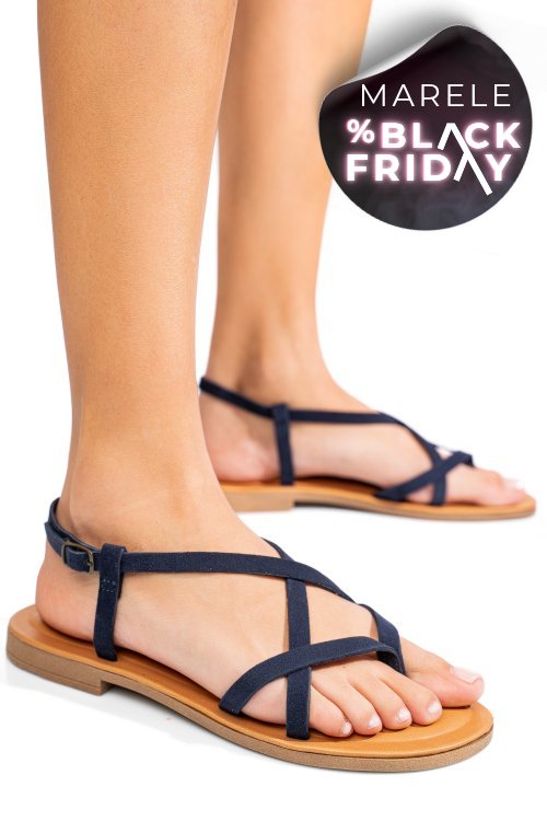 Sandale albastre piele naturala intoarsa as77ngela