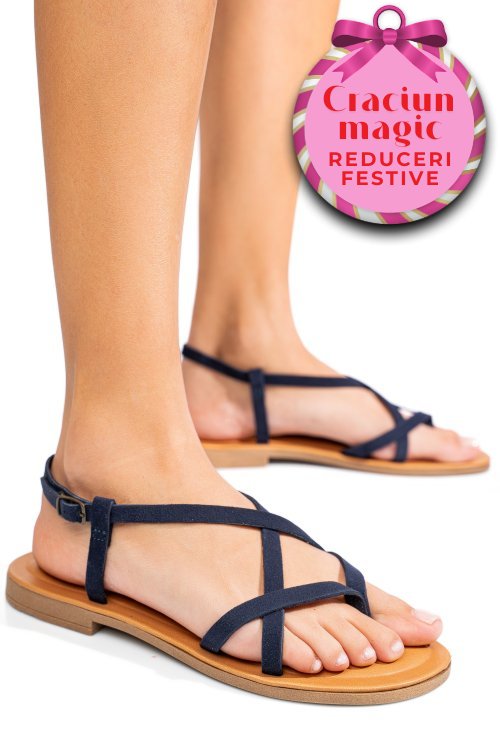 Sandale albastre piele naturala intoarsa as77ngela