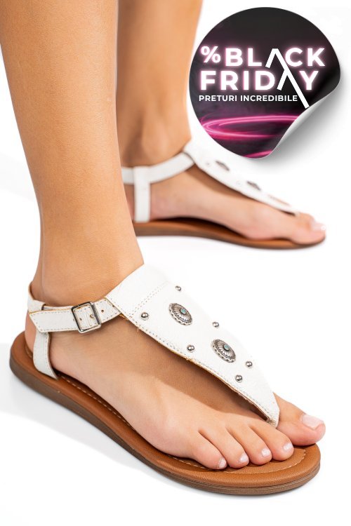Sandale albe piele naturala 7s77095