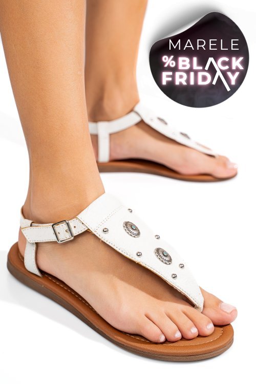 Sandale albe piele naturala 7s77095