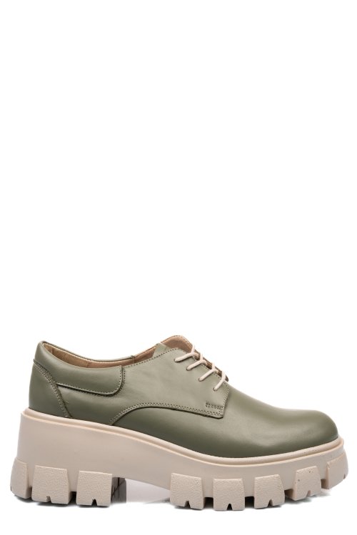 Pantofi casual femei piele naturala olive talpa bej 2s77080