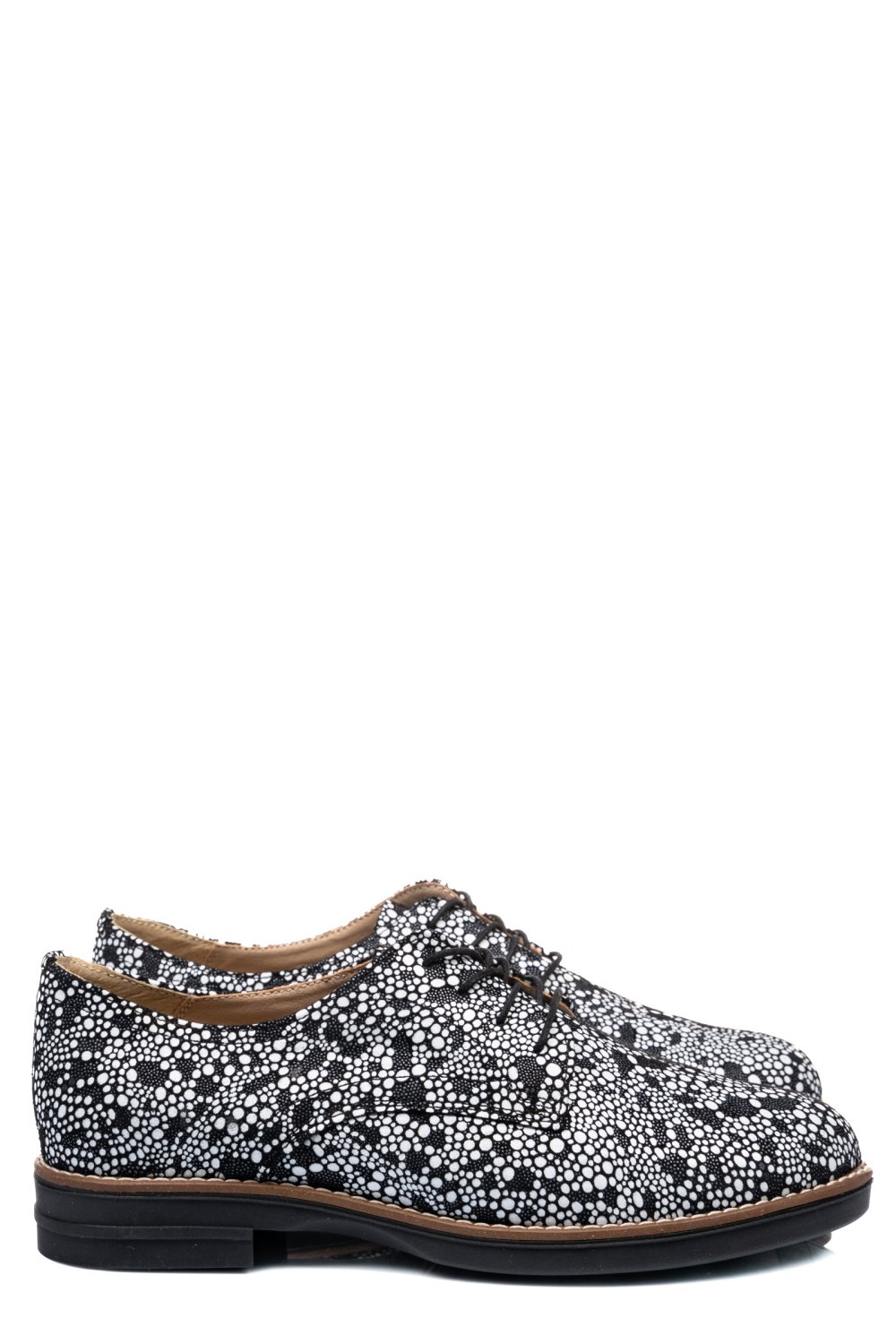 PANTOFI NEGRU ALB PIELE NATURALA 2S77025