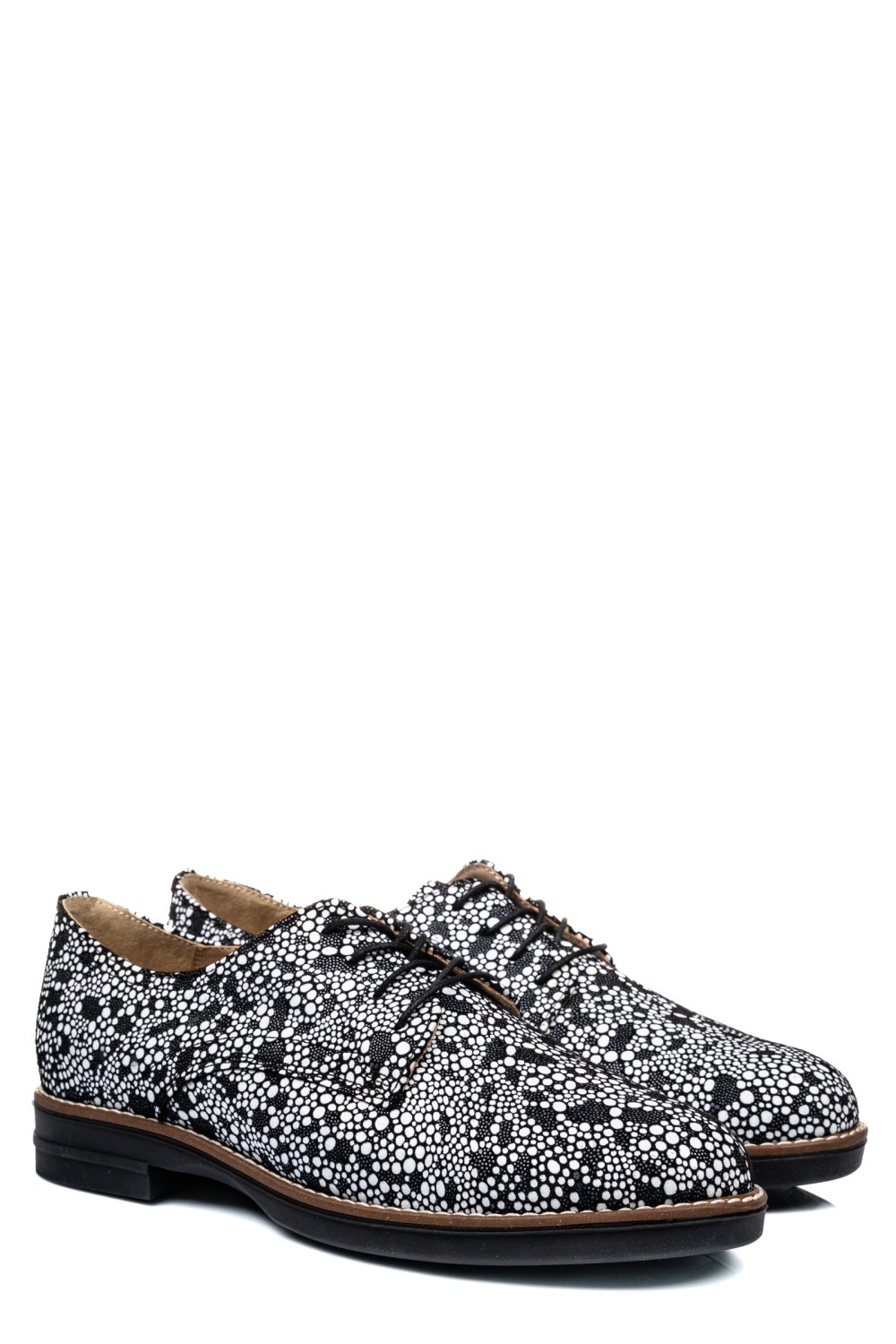 PANTOFI NEGRU ALB PIELE NATURALA 2S77025