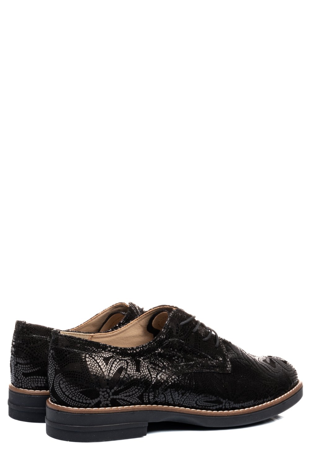 PANTOFI NEGRU FLORAL PIELE NATURALA 2S77025