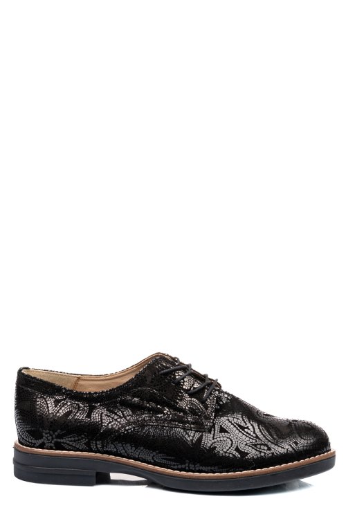 Pantofi negru floral piele naturala 2s77025