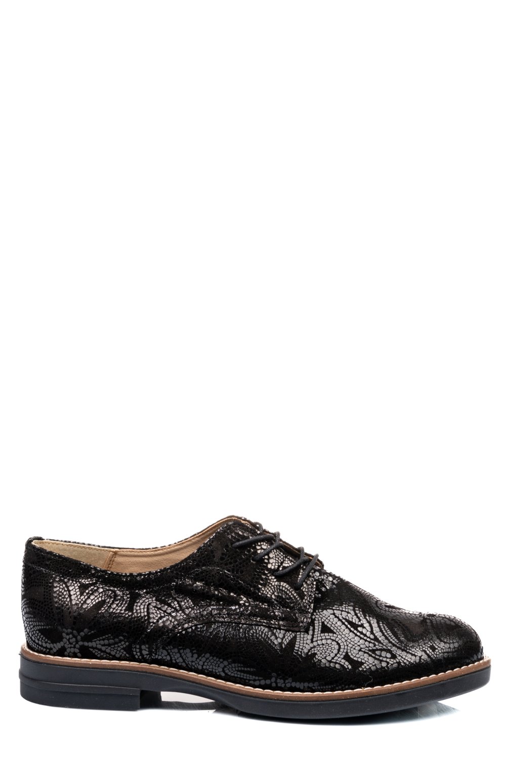 PANTOFI NEGRU FLORAL PIELE NATURALA 2S77025