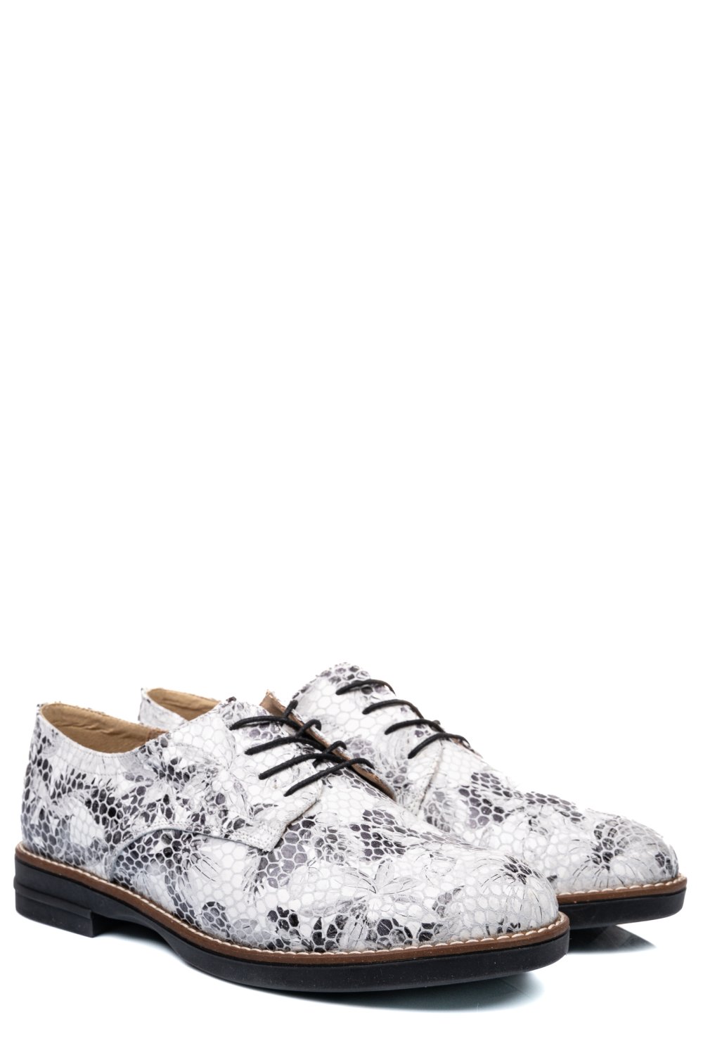 PANTOFI ALB FLORAL PIELE NATURALA 2S77025