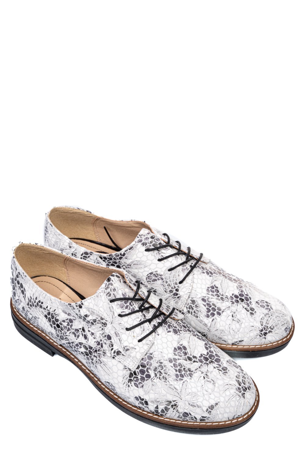 PANTOFI ALB FLORAL PIELE NATURALA 2S77025