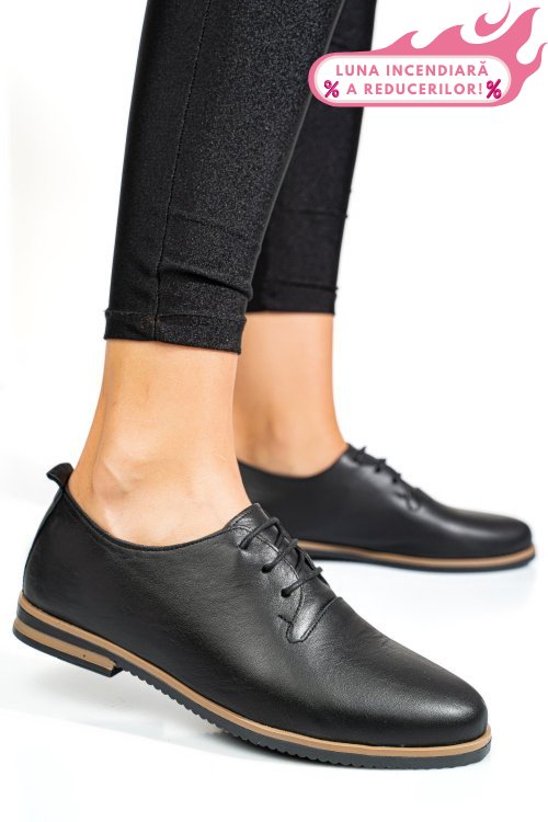 Pantofi negri piele naturala apck102