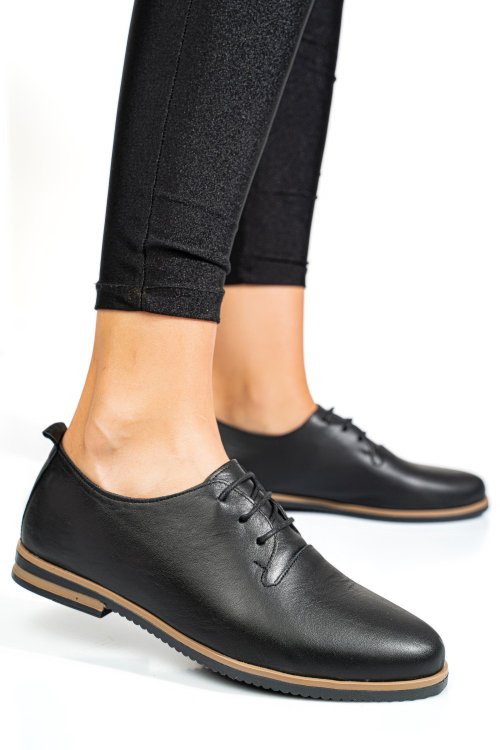 Pantofi negri piele naturala apck102