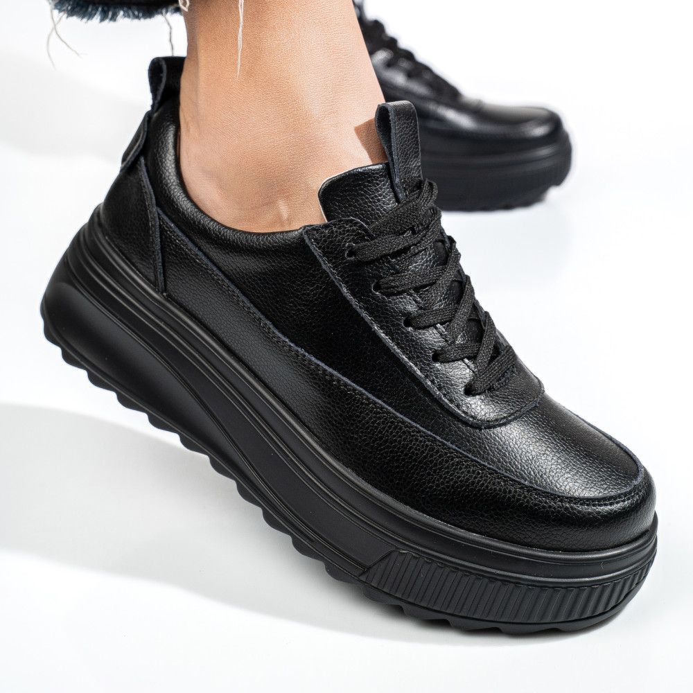 PANTOFI SPORT NEGRI PIELE NATURALA TSP3091