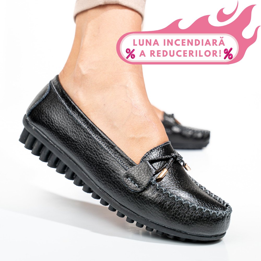 MOCASINI BLACK PIELE NATURALA FSPZ8817
