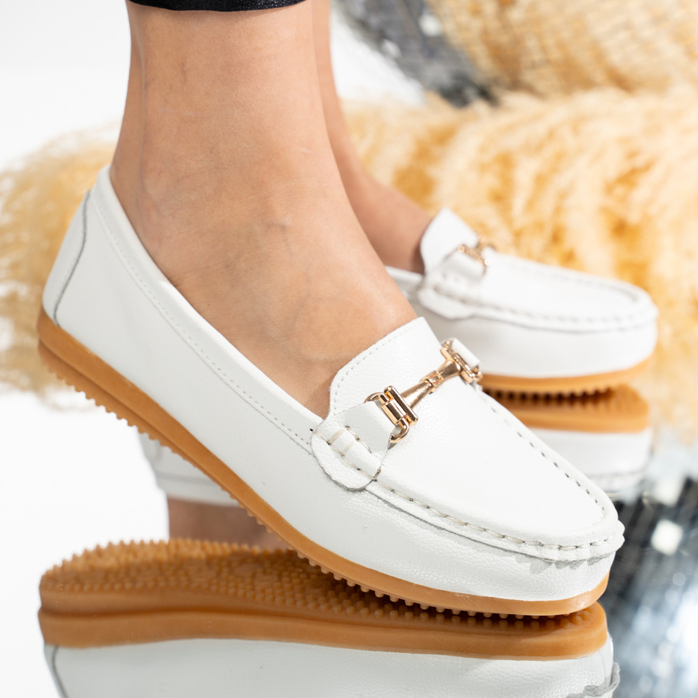 MOCASINI ALBI PIELE NATURALA 6SP05