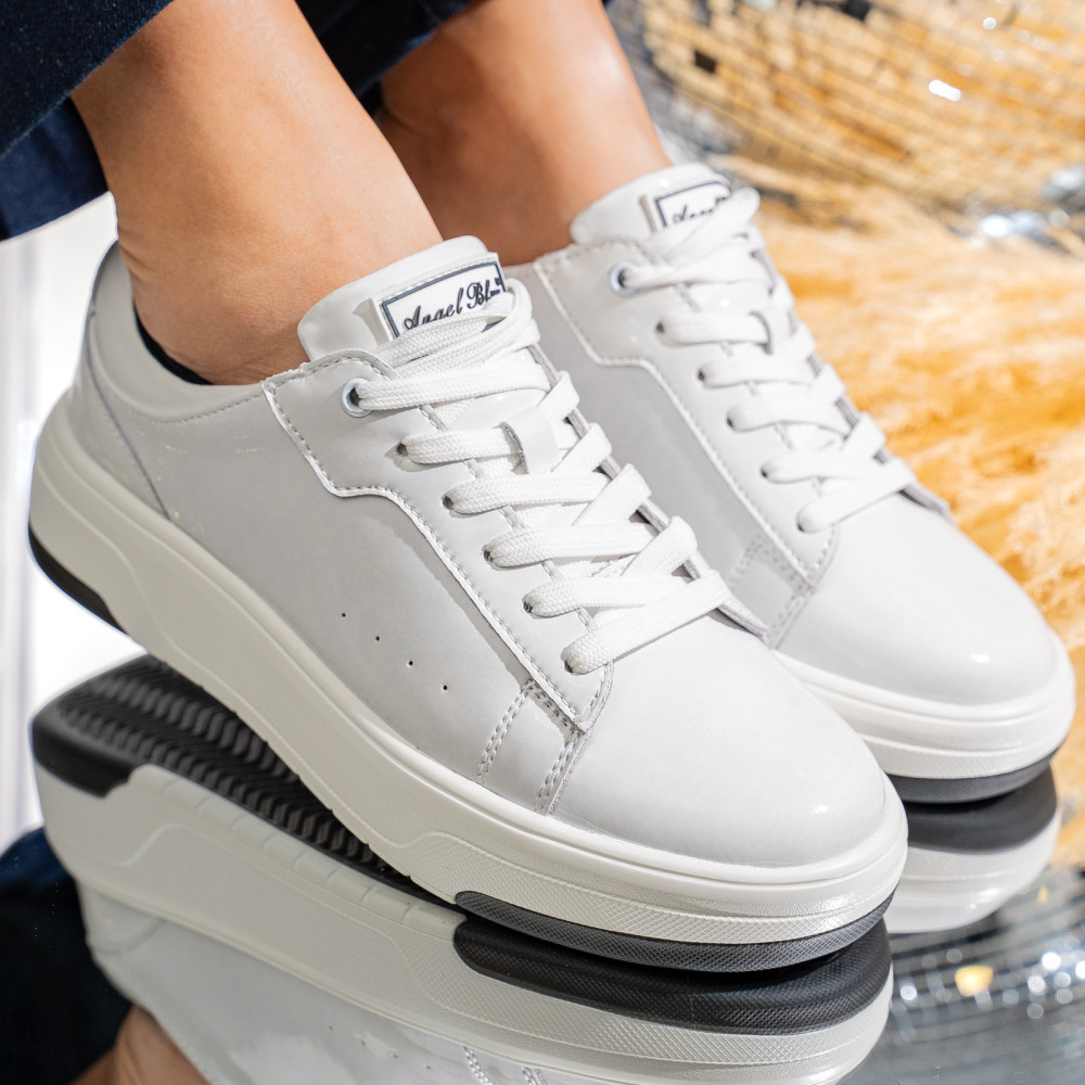 PANTOFI SPORT ALBI PIELE NATURALA LACUITA FSP002288