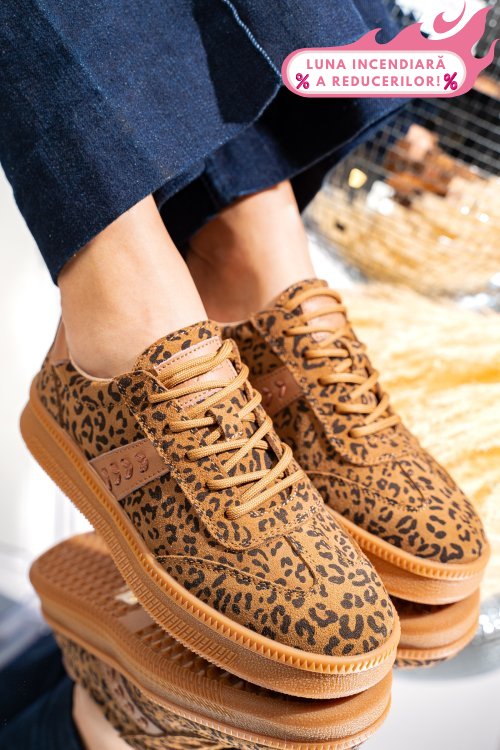 Pantofi sport animal print piele naturala intoarsa fsp005016