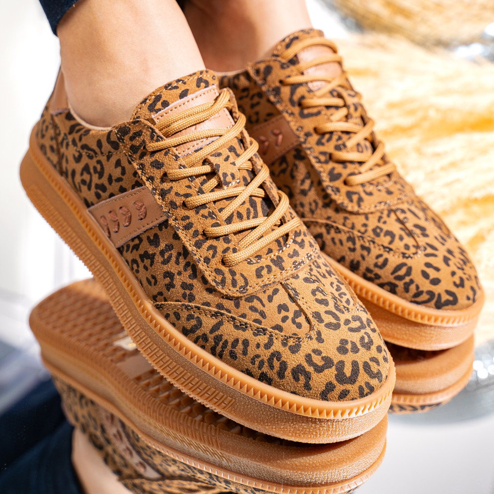 PANTOFI SPORT ANIMAL PRINT PIELE NATURALA INTOARSA FSP005016
