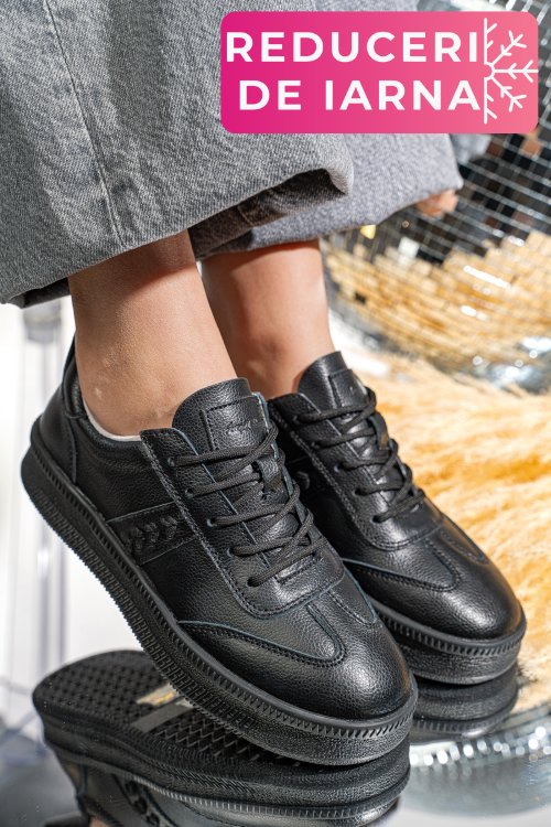 Pantofi sport negri piele naturala fsp005016