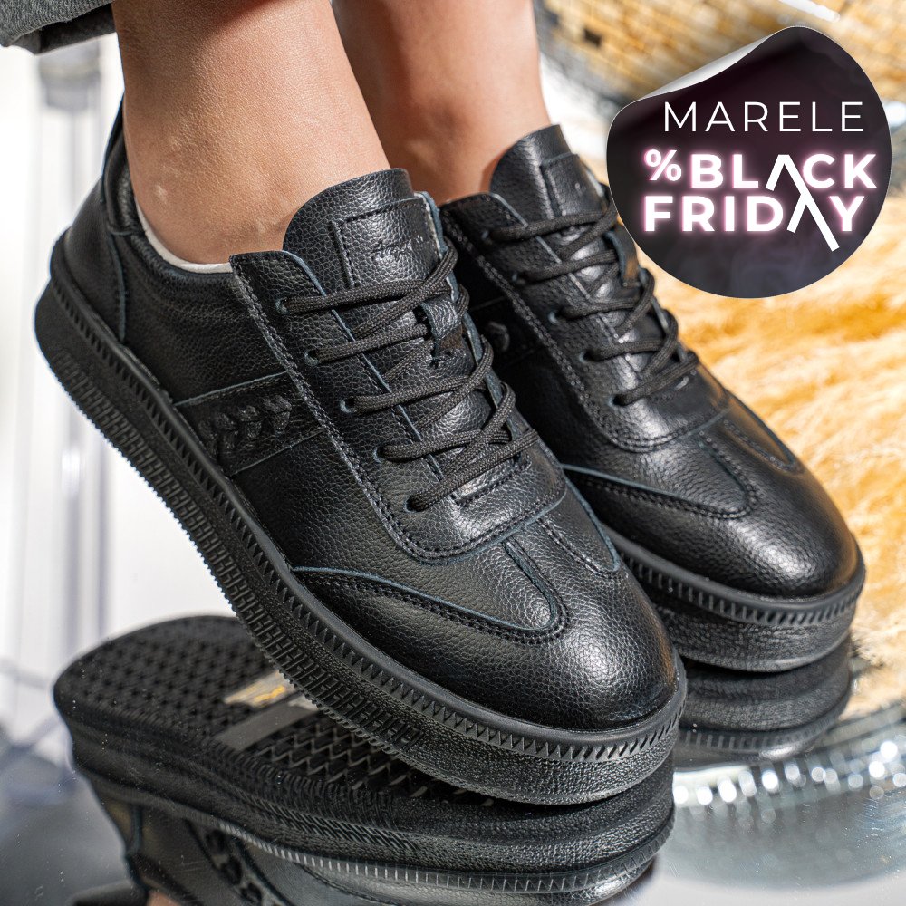 PANTOFI SPORT NEGRI PIELE NATURALA FSP005016