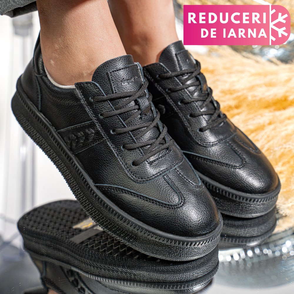 PANTOFI SPORT NEGRI PIELE NATURALA FSP005016